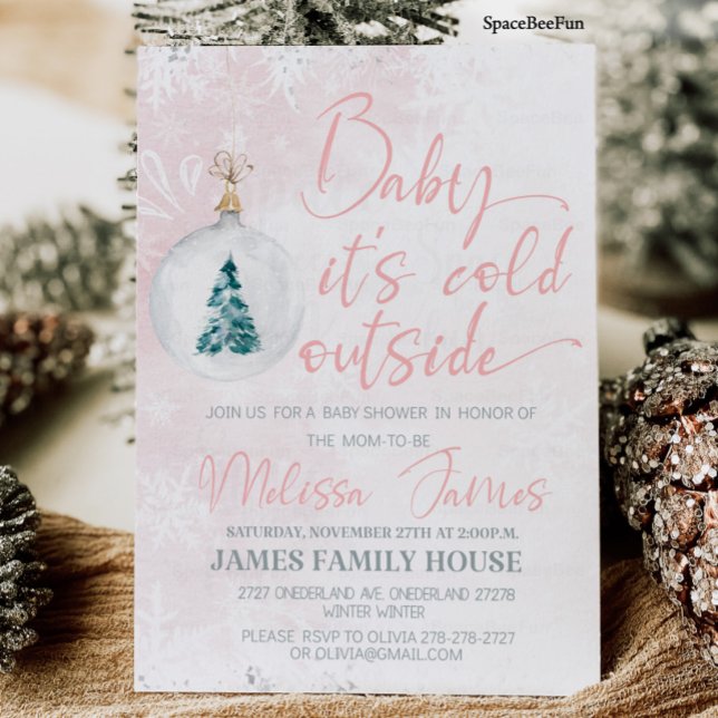 Winter baby shower Girl Baby it's cold outside Bab Invitation (Winter baby shower Girl Baby it's cold outside Bab Invitation)