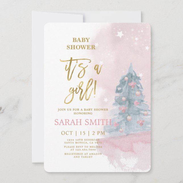 Winter Baby Shower girl Invitation (Front)
