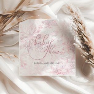 Winter Baby Shower Girl Pink Snowflake Napkin