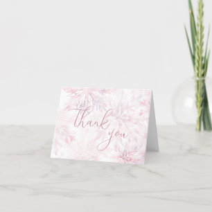 Winter Baby Shower Girl Pink Snowflake Thank You Card