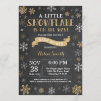 Winter Baby Shower Gold Snowflake Chalkboard