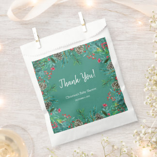 Winter Baby Shower Green Favour Bag