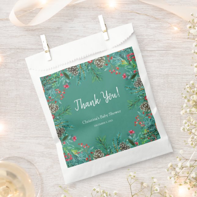Winter Baby Shower Green Favour Bag (Clipped)