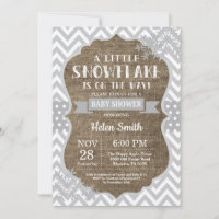 Winter Baby Shower Grey Snowflake Burlap