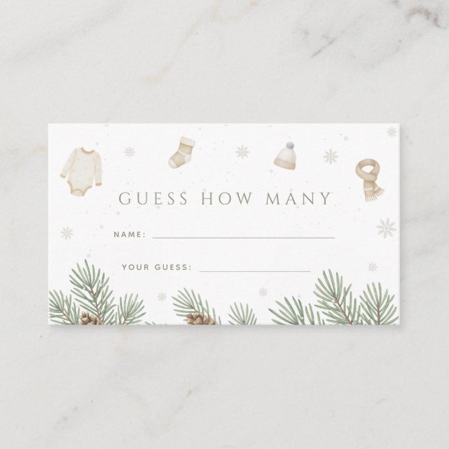 Winter Baby Shower Guess How Many  Enclosure Card (Front)