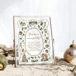 Winter Baby Shower How Big is Mommy's Belly Poster