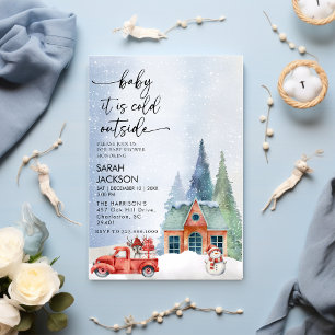 Winter Baby Shower Invitation, baby it's cold Invitation