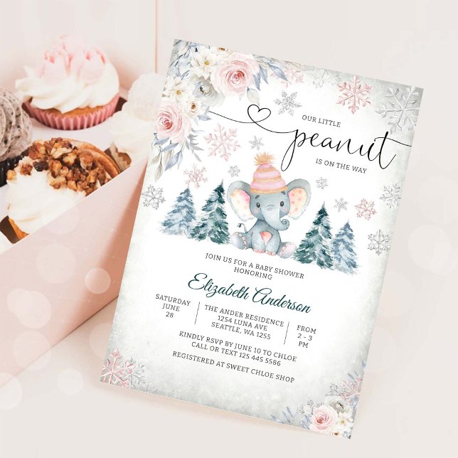 Winter Baby Shower Invitation Elephant Invitation (Creator Uploaded)