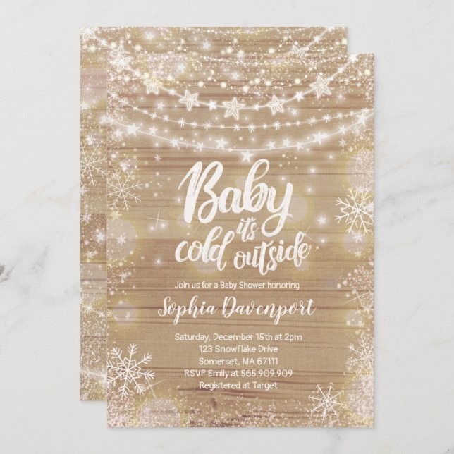 Winter Baby Shower Invitation Gender Neutral (Front/Back)