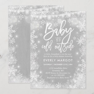 Winter Baby Shower Invitation Gender Neutral White