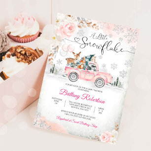 Winter Baby Shower Invitation Pink Truck Invitatio
