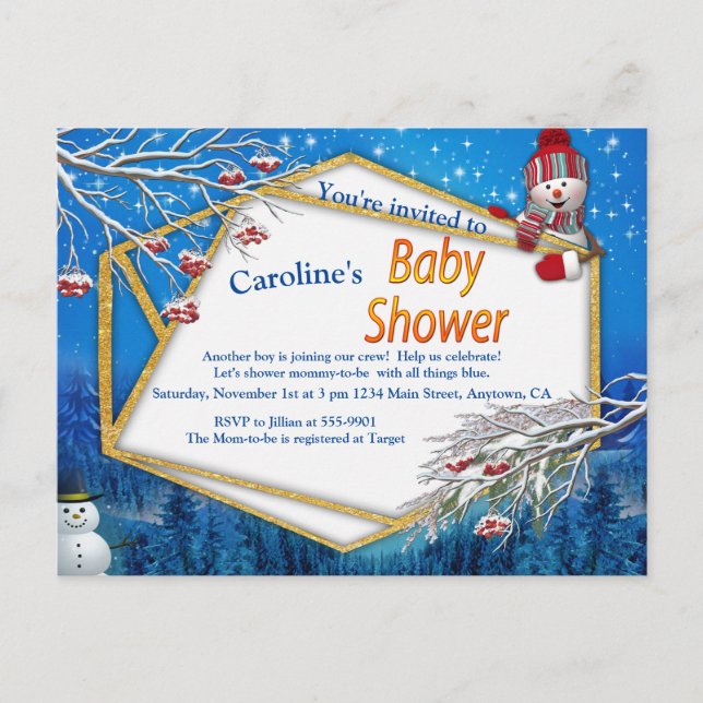 Winter Baby Shower Invitation Postcard (Front)