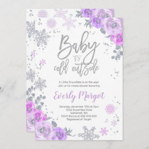 Winter Baby Shower Invitation Purple And Silver