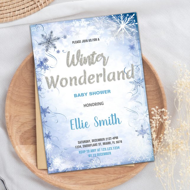 Winter Baby Shower Invitations Blue (Winter Baby Shower Invitations Blue)