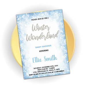 Winter Baby Shower Invitations Blue Cloud