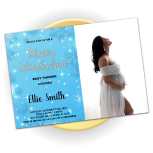 Winter Baby Shower Invitations Blue Photo