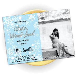 Winter Baby Shower Invitations Blue Photo