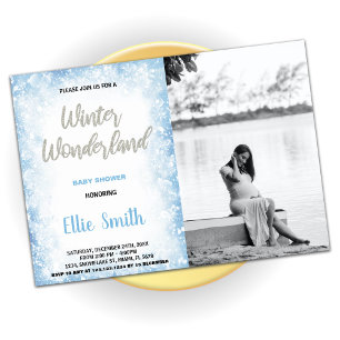 Winter Baby Shower Invitations Blue Photo