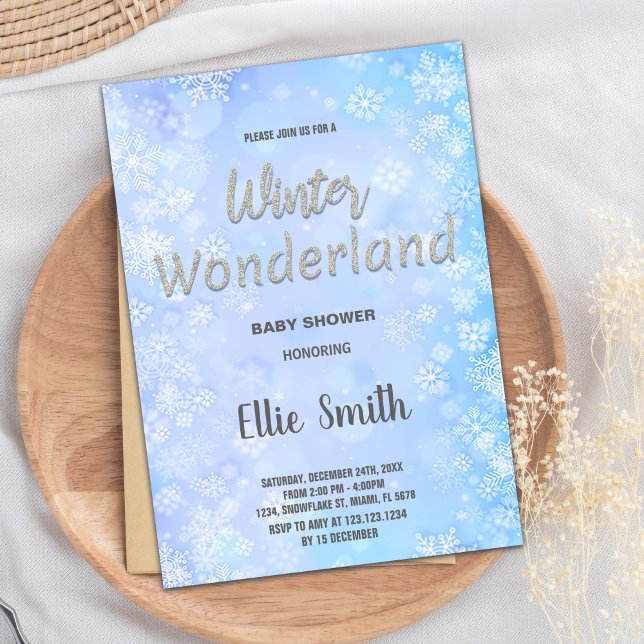 Winter Baby Shower Invitations Blue Silver (Winter Baby Shower Invitations Blue Silver)