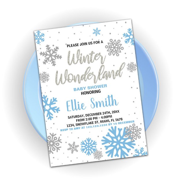 Winter Baby Shower Invitations Blue White (Winter Baby Shower Invitations Blue White)