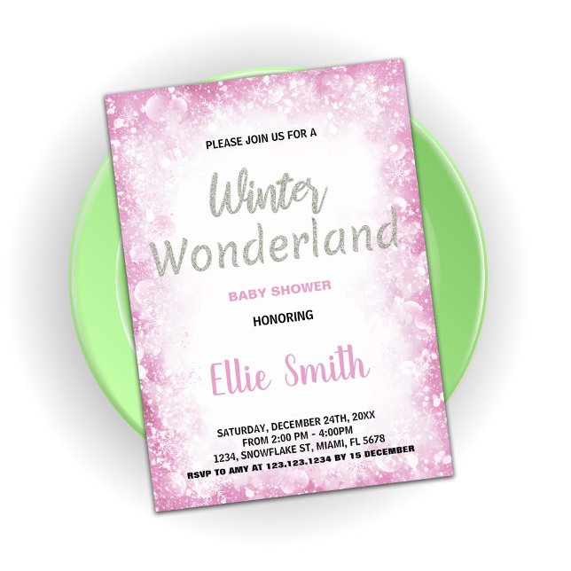 Winter Baby Shower Invitations Cloud Pink Silver (Winter Baby Shower Invitations Cloud Pink Silver)