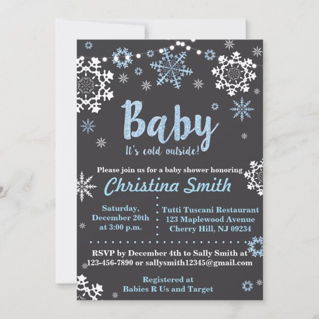 Winter Baby Shower Invitations for a Boy (Front)