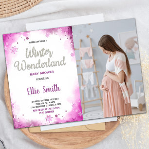 Winter Baby Shower Invitations Pink Cloud Photo