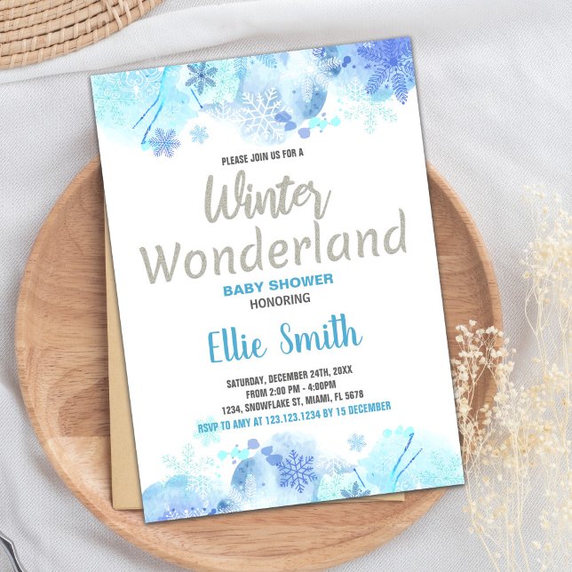 Winter Baby Shower Invitations Silver Glitter (Winter Baby Shower Invitations Silver Glitter)