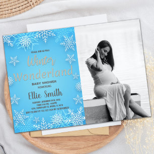 Winter Baby Shower Invitations White Snow Photo