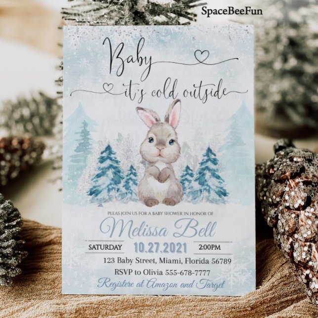 Winter baby shower invites Baby it's cold outside (Winter baby shower invitation Baby it's cold outside Woodland animal Bunny Baby Shower )