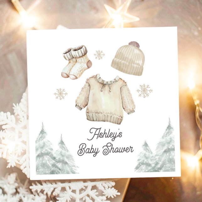 Winter Baby Shower It's Cold Outside Unisex Snow Napkin (Creator Uploaded)