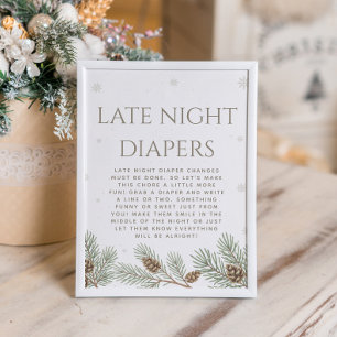 Winter Baby Shower Late Night Diapers Party Game Poster