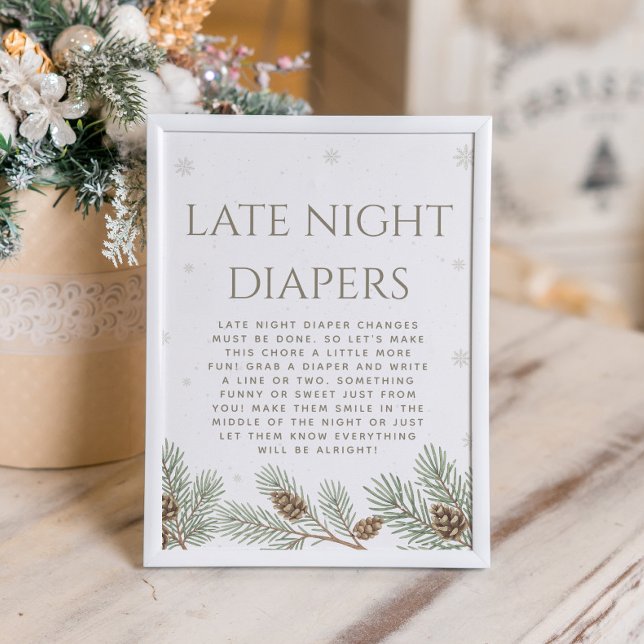 Winter Baby Shower Late Night Diapers Party Game Poster (Creator Uploaded)