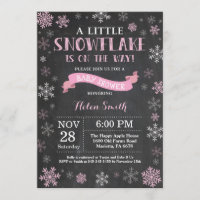 Winter Baby Shower Pink Snowflake Chalkboard
