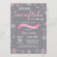Winter Baby Shower Pink White and Grey Snowflake