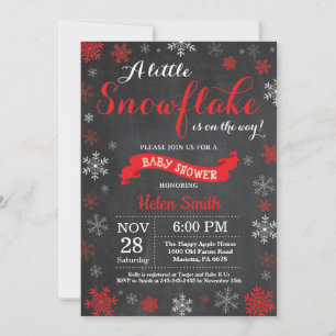 Winter Baby Shower Red Chalkboard Invitation