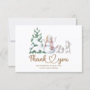 Winter baby shower thank you card