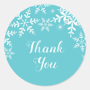 Winter Baby Shower Turquoise Snowflakes Classic Round Sticker