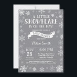 Winter Baby Shower White and Grey Snowflake Invitation<br><div class="desc">Winter Baby Shower invitation. White and Grey Snowflake. Boy or Girl Baby Shower Invitation. Winter Holiday Baby Shower Invite. White and Grey Snowflakes. Grey Background. For further customisation,  please click the "Customise it" button and use our design tool to modify this template.</div>
