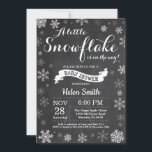 Winter Baby Shower White Snowflake Chalkboard Invitation<br><div class="desc">Winter Baby Shower invitation. White Snowflake. Boy or Girl Baby Shower Invitation. Winter Holiday Baby Shower Invite. White Snowflakes. Chalkboard Background. For further customisation,  please click the "Customise it" button and use our design tool to modify this template.</div>