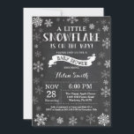 Winter Baby Shower White Snowflake Chalkboard Invitation<br><div class="desc">Winter Baby Shower invitation. White Snowflake. Boy or Girl Baby Shower Invitation. Winter Holiday Baby Shower Invite. White Snowflakes. Chalkboard Background. For further customisation,  please click the "Customise it" button and use our design tool to modify this template.</div>