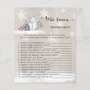 Winter baby Shower Who knows mummy best game