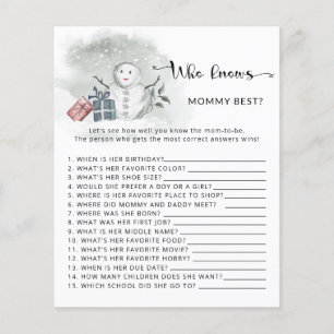 Winter baby Shower Who knows mummy best game