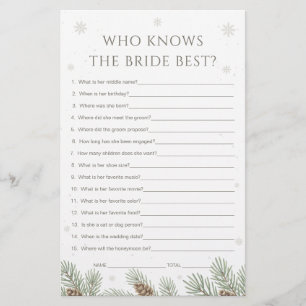 Winter Baby Shower Who Knows The Bride Best Game