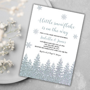 Winter Baby Shower Woodland Little Snowflake Invitation