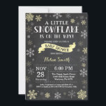Winter Baby Shower Yellow Snowflake Chalkboard Invitation<br><div class="desc">Winter Baby Shower invitation. Yellow Snowflake. Boy or Girl Baby Shower Invitation. Winter Holiday Baby Shower Invite. Yellow and White Snowflakes. Chalkboard Background. For further customisation,  please click the "Customise it" button and use our design tool to modify this template.</div>