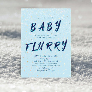 Winter Baby Sprinkle Blue Snow Flurry Invitation
