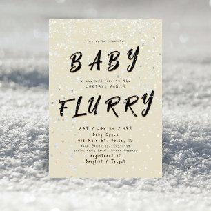 Winter Baby Sprinkle Cream Snow Flurry Invitation