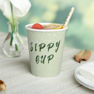 Winter Baby Sprinkle   Green Snow Flurry Paper Cups