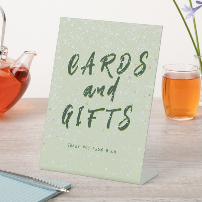 Winter Baby Sprinkle | Snow Flurry Cards & Gifts Pedestal Sign (In SItu)